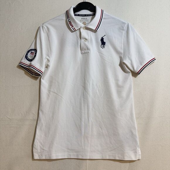 2016 Team USA Olympic Team Youth Kids Size Medium Ralph Lauren Polo Shirt White - Picture 1 of 10